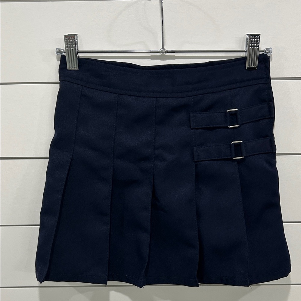 French Toast Pleated Two-Tab Skort, Girls, Navy